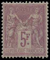 * FRANCE - Poste - 95a, Très Frais: 5f. Lilas S. Lilas Pâle - 1876-1898 Sage (Type II)