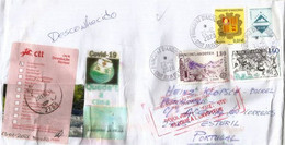 Lettre D'Andorre Envoyée à Estoril (Portugal) Pendant Covid-19 Lockdown, Return To Sender, Avec Vignette Prévention - Storia Postale