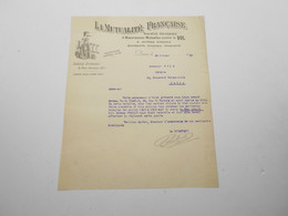 Ancienne Lettre  La Mutualité Française Assurances Contre Le Vol,l'incendie ,invalidité Paris 28 Fevrier 1920 - 1900 – 1949