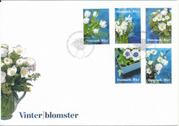 Denmark FDC 28-9-2017 Winter Flowers Complete Set Of 5 With Cachet - FDC
