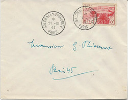 LETTRE AFFRANCHIE N° 777 -OBLITERATION TEMPORAIRE -SALON DE L' AUTOMOBILE -PARIS -24-10-47 - Temporary Postmarks