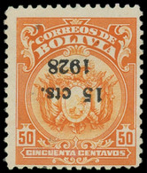 (*) BOLIVIE - Poste - 160 (ABN), Surcharge Noire Renversée: 15/50c. Orange (Cefilco 230a) - Bolivien