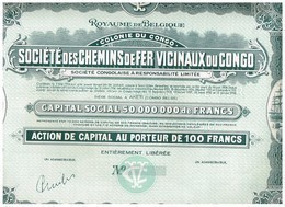 Action Uncirculed - Société Des Chemins De Fer Vicinaux Du Congo - Titre De 1932 - EF - Spoorwegen En Trams