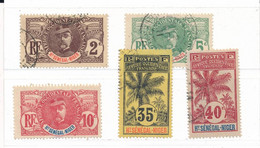 Haut Sénégal Et Niger Timbres De La Série Des Palmiers N° 2, 4, 5, 10 Et 11 Oblitérés (N° 5 Neuf Avec Charnière) - Oblitérés