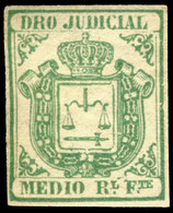 DEPENDENCIAS ESPAÑOLAS - Derecho Judicial (1856/65) 1/2 R Verde - Nuevo / Mint * (con Goma) - Fiscales