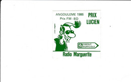 MARGERIN.  Prix LUCIEN. RARE Autocollant PUB Angoulême BD 1986, Prix FM-BD RADIO MARGUERITE / CA. Collector ! - Adesivi