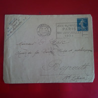 LETTRE PARIS POUR BEYROUTH 1924 - Storia Postale