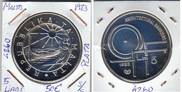 E4260 MONEDA MALTA 5 LIRAS PLATA 1983 SIN CIRCULAR 50 - Malta