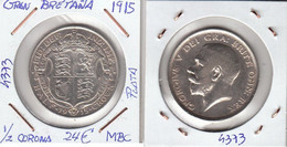 E4373 MONEDA GRAN BRETAÑA 0,5 CORONAS PLATA MBC 1915 24 - Other & Unclassified