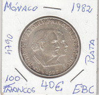 E4790 MONEDA MONACO 100 FRANCOS 1982 PLATA EBC 40 - Otros & Sin Clasificación