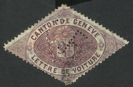 Switzerland --  Stempelmarken  /  Timbre Fiscal Canton Geneve Lettre De Voiture  Cc. 1865   Perfin  C.F.  Original Gum - Steuermarken