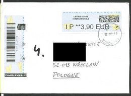 ATM LISA 2020 France To Poland, Registered, Recommande - Covers & Documents