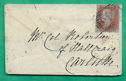 N°3 ONE PENNY RED VICTORIA HAMILTON ENGLAND FOR CARLISLE ? 1848 - Storia Postale