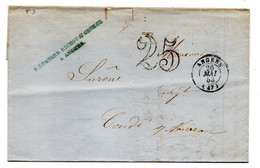 Précurseur--1853- De ANGERS -49 (BESNARD RICHOU) Pour CONDE / NOIREAU - 14 - Cachets  -- Lettre Scannée.......à Saisir - 1849-1876: Klassik