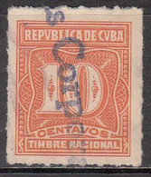 CUBA  10  CENT TAX STAMP   USED   YEAR  1957 - Used Stamps