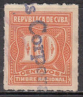 CUBA  10  CENT TAX STAMP   USED   YEAR  1957 - Oblitérés