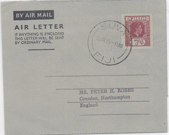 Fiji Cancelled Stationary Air Letter From 1955 Suva - Fidschi-Inseln (...-1970)