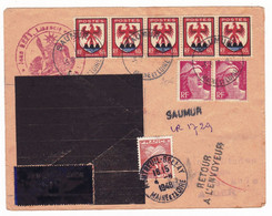 Lettre 1946 Saumur Montreuil-Bellay Maine Et Loire Non Réclamé Retour à L'envoyeur Timbre Taxe 1948 Alger Algérie - Brieven En Documenten
