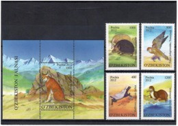 Uzbekistan 2012 .Fauna Of Uzbekistan(Mountains). 4v+S/S.   Michel # 1020-23 + BL 63 - Ouzbékistan