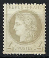 FRANCE 1872: Le Y&T 52, Neuf**, Verso Légèrement Taché Sinon TB, Forte Cote - 1871-1875 Cérès