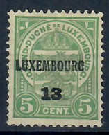 LUSSEMBURGO LUXEMBOURG 1907/1915 - PREOBLITERATI - LUXEMBOURG 13 - SENZA GOMMA - Preobliterati