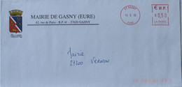 27 - Lettre à Entête De La Mairie De Gasny Avec EMA - 2004 - EMA (Empreintes Machines à Affranchir)