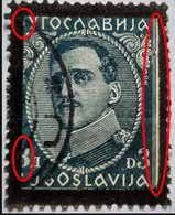 KING ALEXANDER-3 D-BLACK OVERPRINT-ERROR-MISPLACED-YUGOSLAVIA-1934 - Non Dentellati, Prove E Varietà