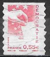 France Oblitéré  2008  Autoadhésif N° 176  Ou N° 4198   Democratie  0.55 € Rouge  Décalé Sur La Gauche - Luchtpost