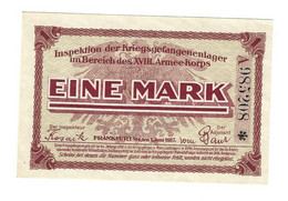 Frankfurt A/M   Kriegsgefangenenlager  13  Armeekorps   1/6/1917 1 Mark With Stamp 05.14 - Sonstige & Ohne Zuordnung