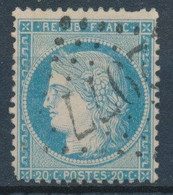 France-Type Cérès YT 60A - 25c Bleu Oblitération GC 2977 Pontieux - 1871-1875 Cérès