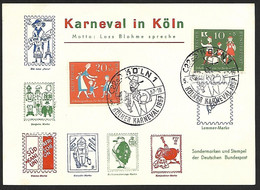 Germany - 1957 - Mi:DE 250-1, Sn:DE B354-5, Yt:DE 129-30 On Special Card - Special Postmark: Kölner Karneval- (lot 531) - Marcofilia - EMA ( Maquina De Huellas A Franquear)
