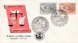 Enveloppe FDC 1231 1232 Droits De L'homme Rechten Van De Mens Mechelen - 1961-70