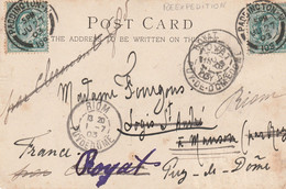 1903 - Postcard From Paddington To Royat Forwarded To Riom, France - Arrival Stamps - A Bird In The Hand... - Storia Postale