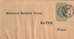 1910 - KEVII 1/2 D Newspaper Wrapper Stationery From Liverpool To Le Havre, France - Arrival Stamp - Briefe U. Dokumente