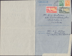 New Zealand Mult. Franked Air Mail Air Letter Form GISBOURNE 1951 To STOCKHOLM Sweden - Airmail