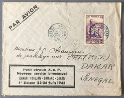 Cote D'Ivoire N°131 Sur Enveloppe, Griffe Petit Circuit A.O.F, Service Bi-mensuel DAKAR-ABIDJAN-BAMAKO-DAKAR - (W1084) - Cartas & Documentos