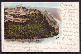 ALTE LITHO KARTE * GRUSS VOM PETERSBERG - HOTEL AUF DEM PETERSBERG * Nach Belgien ( Leuven ) In 1900 !! - Petersberg