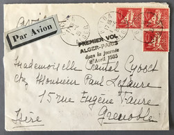 Algérie, Divers Sur Enveloppe De BLIDA 1.4.1935 - Premier Vol Alger-Paris Dans La Journée 2 Avril 1935 - (W1110) - Briefe U. Dokumente