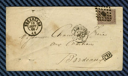 BELGIQUE - YT#19 S/lettre De BRUXELLES Pour BORDEAUX (Gironde) -1866 - 1869-1883 Leopold II