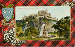 EDINBURGH CASTLE &  ROSS FOUNTAIN, Fraser Tartan, Clan,  Valentines Colourtone - Genealogy
