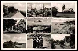 ÄLTERE POSTKARTE GRUSS AUS NORDSEEBAD WYK AUF FÖHR 1950 NIEBLUM TRACHT STRAND Insel Ansichtskarte AK Cpa Postcard - Föhr