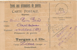 ENVOI AUX PRISONNIERS DE GUERRE 1916 - GEFANGENE LAGER TORGAU -  P.GARES CAPITAINE ARTILLERIE 18e - Kriegsgefangenschaft