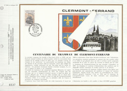DOCUMENT FDC 1989 CENTENAIRE TRAMWAY ELECTRIQUE DE CLERMONT FERRAND - 1980-1989