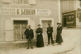 Neuvy Le Roi * Carte Photo * Horlogerie Bijouterie G. LESIEUR Machines à Coudre * Commerce Magasin Horloger Métier - Neuvy-le-Roi