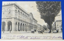 (T) TORINO -  ANIMATA - STAZIONE PORTA NUOVA E CORSO VITTORIO EMANUELE - VIAGGIATA 1904 - Stazione Porta Nuova