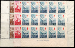 843.FINLAND.1954 INSECTS,MNH IMPRINT BLOCKS OF 15,SC. B126-B128 - Full Sheets & Multiples