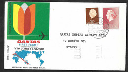 PRIMO VOLO - FIRST FLIGHT QANTAS DA AMSTERDAM A SIDNEY *30.3.1967* SU BUSTA UFFICIALE - First Flight Covers