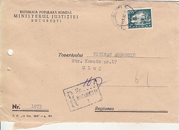 SHIP STAMP ON JUSTICE MINISTRY HEADER REGISTERED COVER, 1962, ROMANIA - Brieven En Documenten