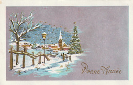 1097 - MIGNONETTE BONNE ANNEE . LAMPADAIRE SAPIN PERSONNAGE MAISONS  PAYSAGE ENNEIGE . PHOTOCHROM 1179 . SCAN - New Year