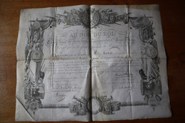 Diplôme Sur Vélin Garde De Paris  1816  Frise Militaire   Autographes - Documenten
